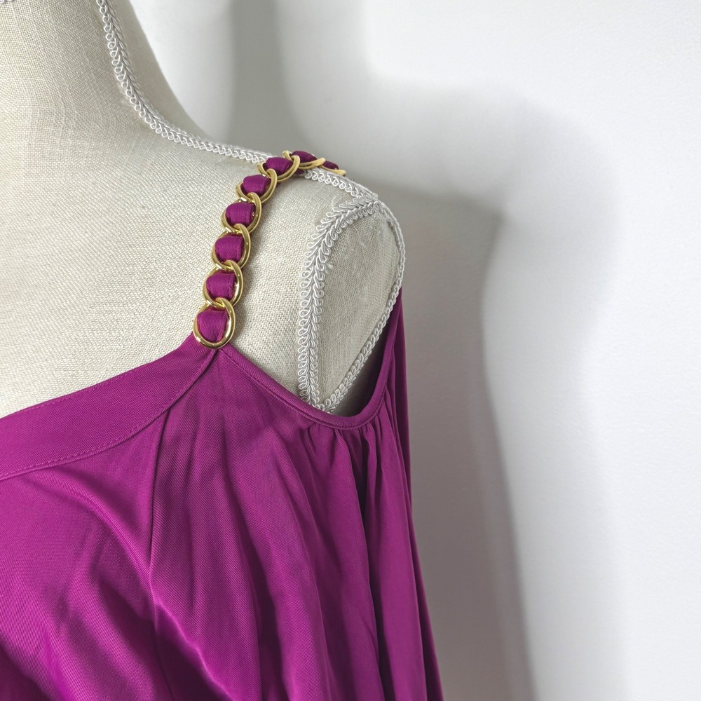 Dolce & Gabbana Cold Shoulder Top Gold Chain Straps Purple Size Small‎ - Picture 3 of 9